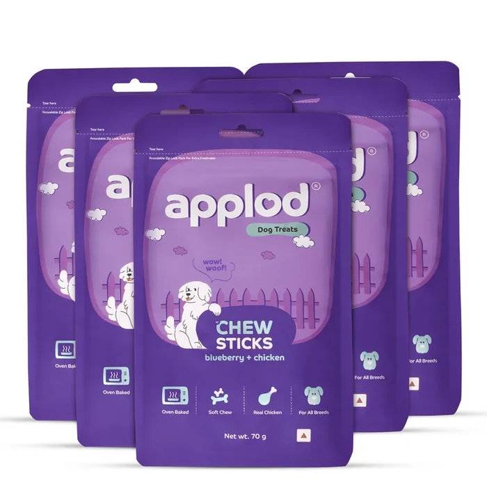 Applod Soft Blueberry & Chicken Chew Sticks – Pack of 5 * Happy Paw Stories