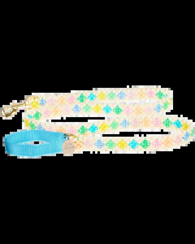 Beaded Dog Leash in Broadway Blue (Made in the USA)