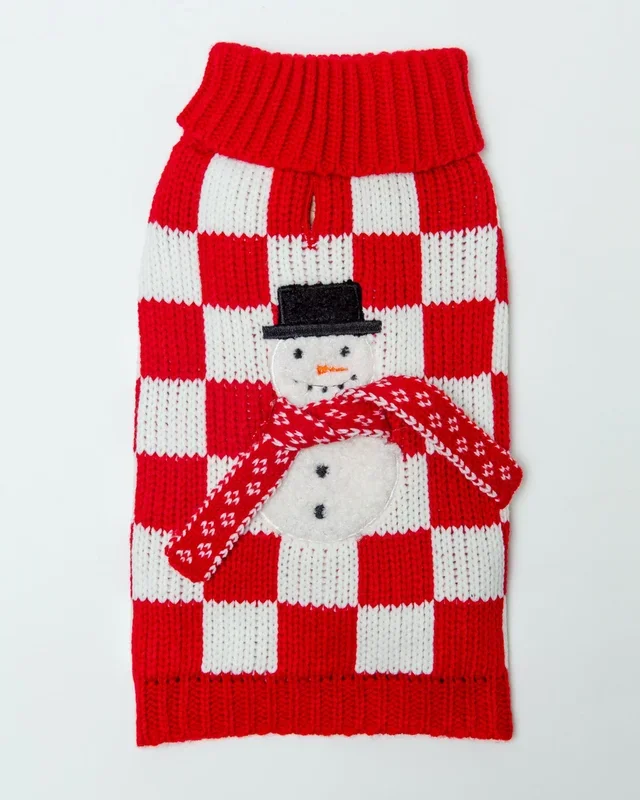 Checkerboard Snowman Sweater for Dogs (FINAL SALE) (FW24LO)
