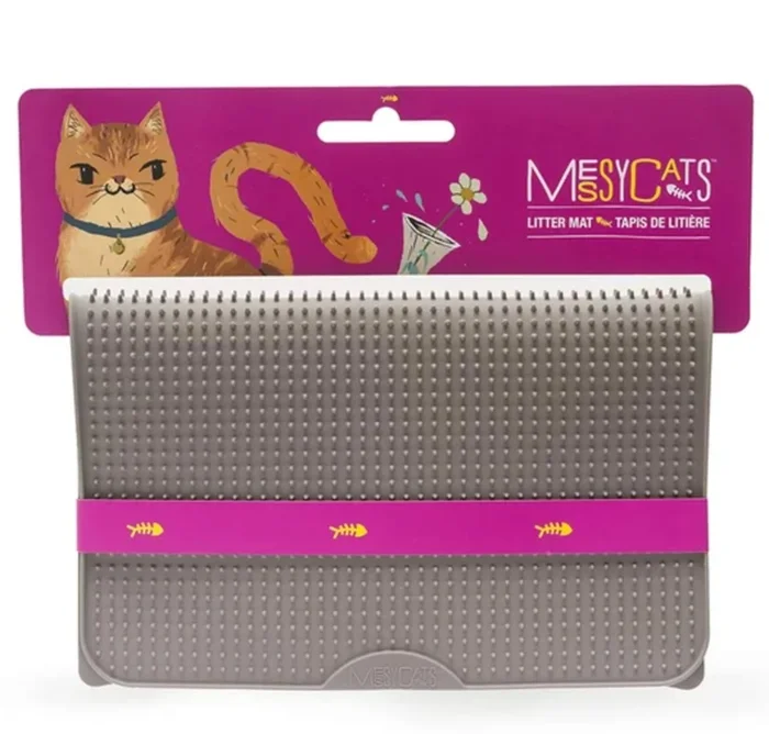 Messy Mutts Silicone Litter Mat With Graduated Spikes Grey