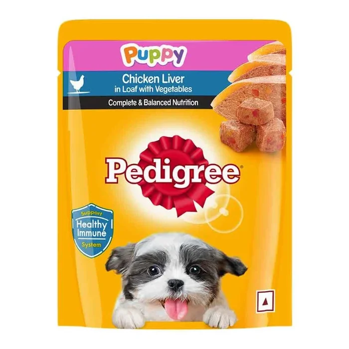 Pedigree Wet Food for Puppies – Chicken Liver in Loaf with Vegetables (70g x 15 Pouches)