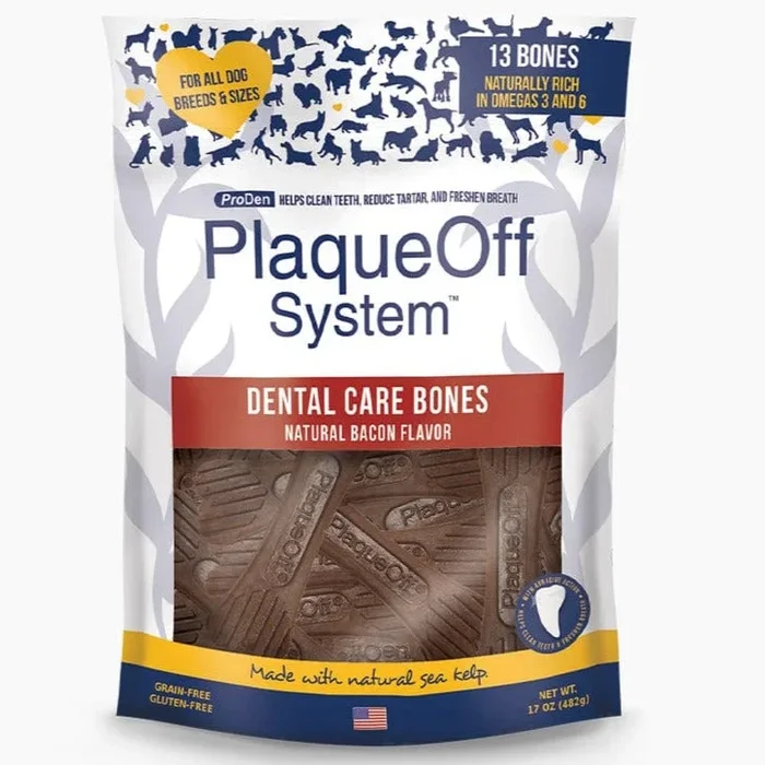 ProDen PlaqueOff System Natural Bacon Flavored Dental Bone Dog Treats