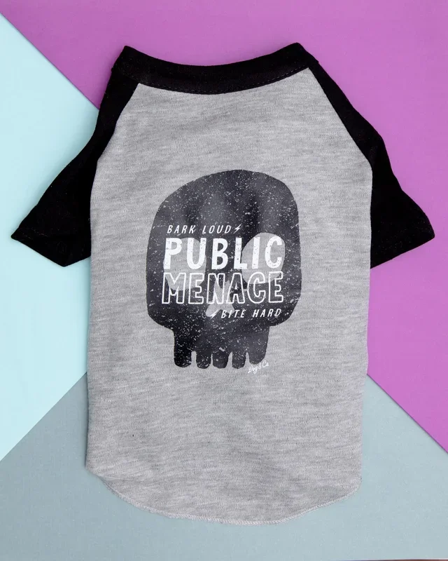 *Public Menace* Graphic Dog T-Shirt