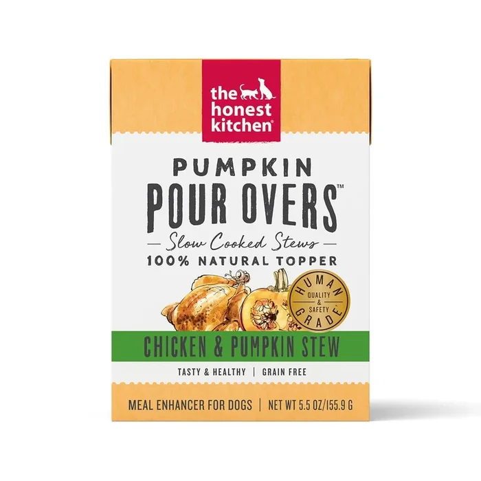 The Honest Kitchen Pumpkin Pour Overs Grain Free Chicken & Pumpkin Stew Recipe Food Topper for Dogs
