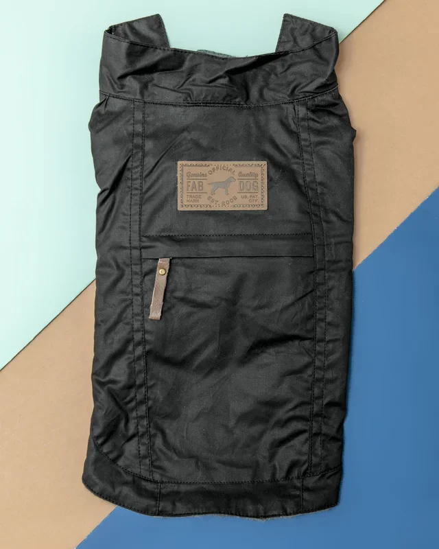 Waxed Utility Dog Coat in Black