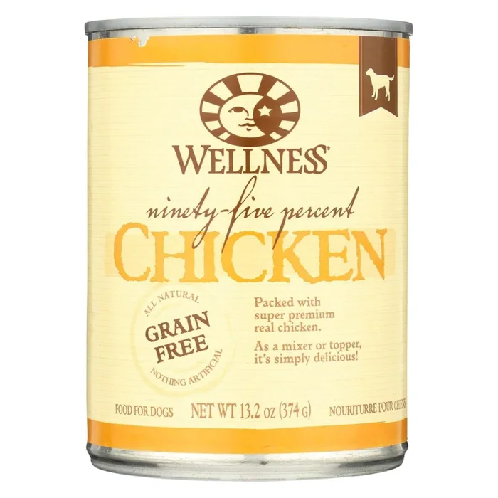 Wellness 95% Chicken Grain-Free Wet Dog Food Can, 13.2-oz